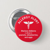 Badge Rond 5 Cm Alerte Médicale d'allergie (Devant & derrière)