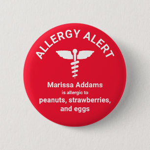 Badge Rond 5 Cm Alerte Médicale d'allergie