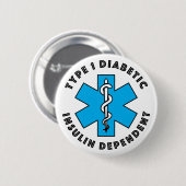 Badge Rond 5 Cm Alerte Médicale T1d [Cyan] (Devant & derrière)