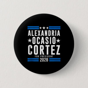 Badge Rond 5 Cm Alexandria Ocasio Cortez Pour Président 2028, Aoc