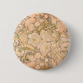 Badge Rond 5 Cm Alfonse Mucha Art Nouveau Peonies (Devant)