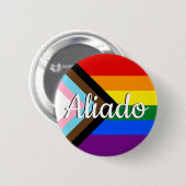 Badge Rond 5 Cm Aliado | Bandeira do Orgulho “Progress” (Devant & derrière)