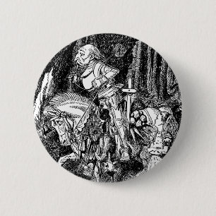 Badge Rond 5 Cm Alice au Pays des Merveilles Chevalier Blanc à Che
