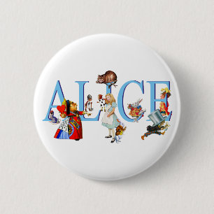 BADGE ROND 5 CM ALICE AU PAYS DES MERVEILLES ET AMIS