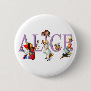 BADGE ROND 5 CM ALICE AU PAYS DES MERVEILLES ET AMIS