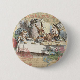 Badge Rond 5 Cm Alice au pays des merveilles Fête du thé