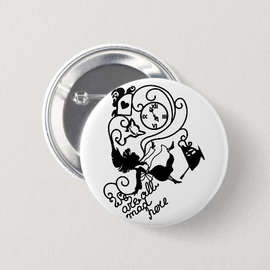 Badge Rond 5 Cm Alice au pays des merveilles. Illustration de silh (Devant & derrière)