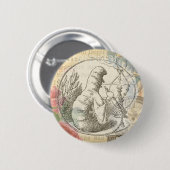 Badge Rond 5 Cm Alice au pays des merveilles La chenille : Tenniel (Devant & derrière)