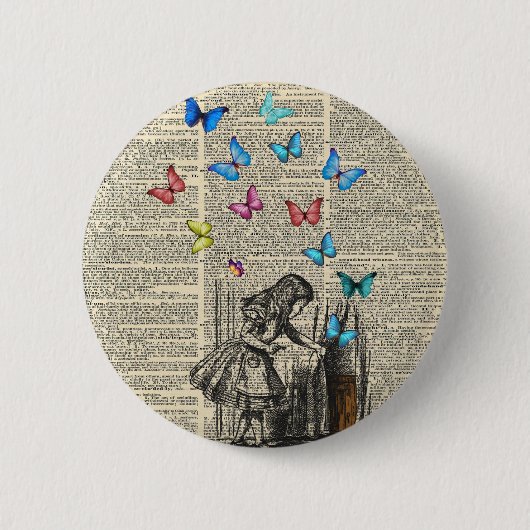 Badge Rond 5 Cm Alice Au Pays Des Merveilles - Laissons Commencer  (Devant)