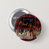 Badge Rond 5 Cm Alice au pays des merveilles Mad Cheshire Chat (Devant & derrière)