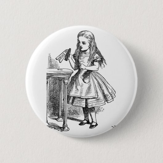 Badge Rond 5 Cm Alice avec la "boisson je" bouteille (Devant)