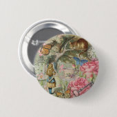 Badge Rond 5 Cm Alice Cheshire Chat Wonderland Tree Garden (Devant & derrière)