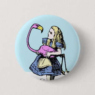 Badge Rond 5 Cm Alice classique dans le Flamant rose du bouton #2