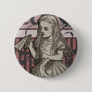 Badge Rond 5 Cm Alice dans la grunge du pays des merveilles (rose)