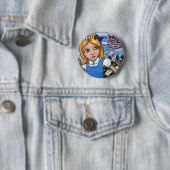 Badge Rond 5 Cm Alice dans le Pin du pays des merveilles (En situation)