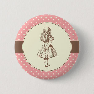 Badge Rond 5 Cm Alice en pois du pays des merveilles