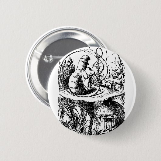 Badge Rond 5 Cm Alice et Caterpillar (Devant & derrière)