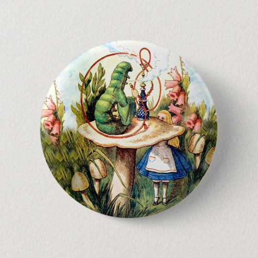 Badge Rond 5 Cm Alice et Caterpillar au pays des merveilles (Devant)