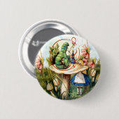 Badge Rond 5 Cm Alice et Caterpillar au pays des merveilles (Devant & derrière)