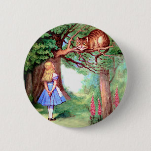 BADGE ROND 5 CM ALICE ET CHÂTEAU CHESHIRE