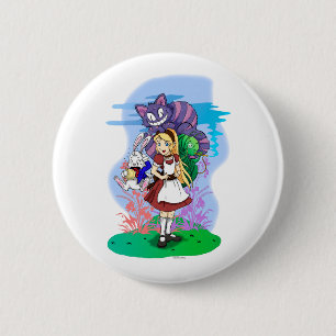 Badge Rond 5 Cm Alice et son bouton merveilleux d'amis