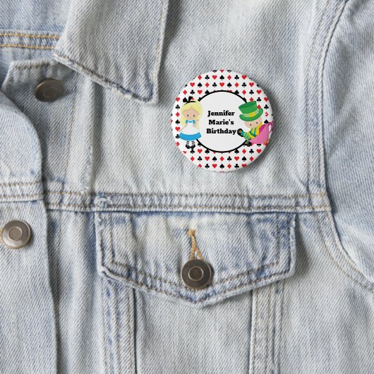 Badge Rond 5 Cm Alice in Wonderland Card Deck Anniversaire de enfa (En situation)