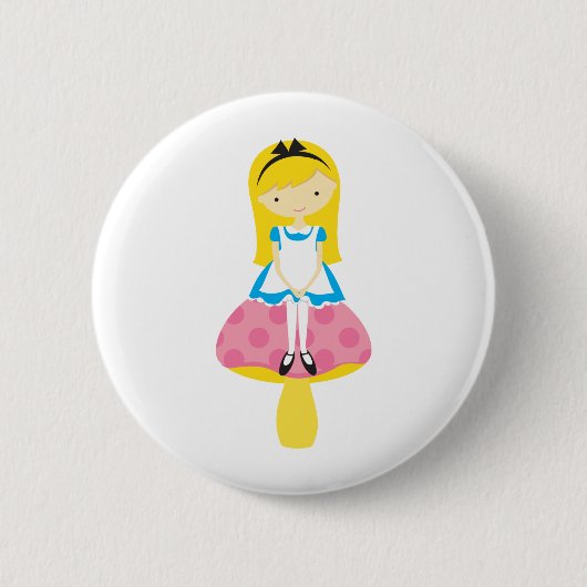 Badge Rond 5 Cm Alice sur un champignon (Devant)