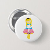 Badge Rond 5 Cm Alice sur un champignon (Devant & derrière)