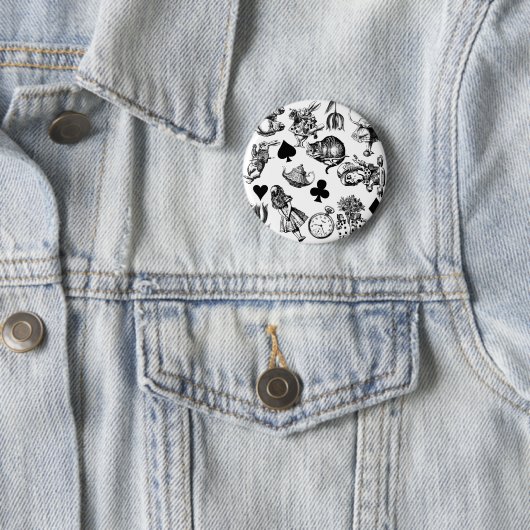 Badge Rond 5 Cm Alice White Rabbit Wonderland Classic (En situation)