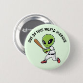 Badge Rond 5 Cm Alien de baseball (Devant & derrière)