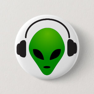 Badge Rond 5 Cm Alien de musique