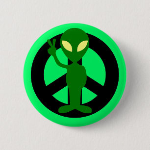 Badge Rond 5 Cm alien de paix