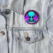 Badge Rond 5 Cm Alien extra-terrestre volant un OVNI (En situation)