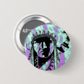 Badge Rond 5 Cm Alien Green, bouton indien (Devant & derrière)