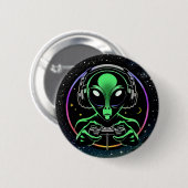 Badge Rond 5 Cm Alien Lecture de jeux vidéo avec Arrière - plan ét (Devant & derrière)