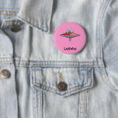 Badge Rond 5 Cm Alien mignon de bande dessinée en cadeau nommé (En situation)