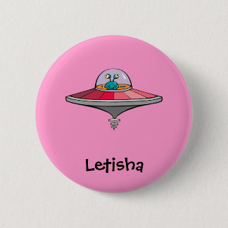 Badge Rond 5 Cm Alien mignon de bande dessinée en cadeau nommé