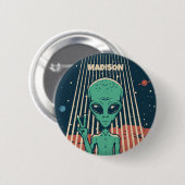 Badge Rond 5 Cm Alien UFO de nom personnalisé (Devant & derrière)