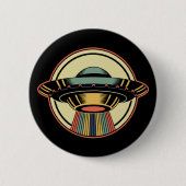 Badge Rond 5 Cm Alien UFO rétro (Devant)