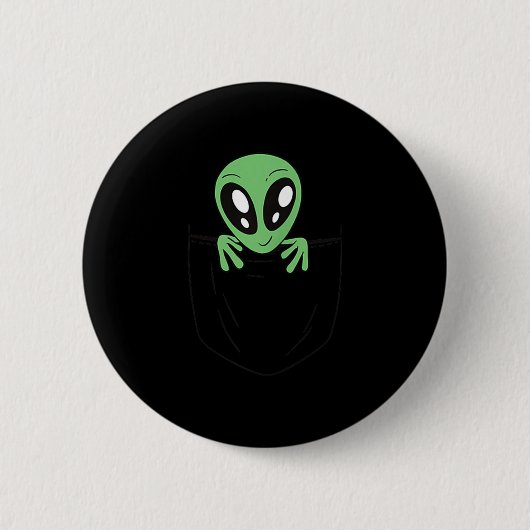 Badge Rond 5 Cm Alien Vert Dans Une Poche Drôle Sci Fi Graphique (Devant)