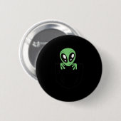 Badge Rond 5 Cm Alien Vert Dans Une Poche Drôle Sci Fi Graphique (Devant & derrière)