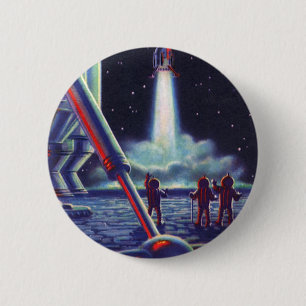 Badge Rond 5 Cm Aliens de la science-fiction vintage saluent la fu