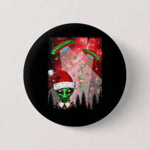 Badge Rond 5 Cm Aliens non identifié objet volant Noël Elf Lo