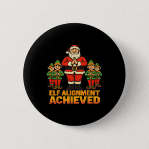 Badge Rond 5 Cm Alignement Elfique Atteint Yoga Père Noël Et Elfes