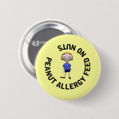 Badge Rond 5 Cm Alimentation d'allergie d'arachide aucuns écrous (Devant & derrière)