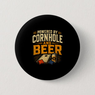 Badge Rond 5 Cm Alimenté par cornhole et bière drôle de tailgate