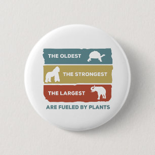 Badge Rond 5 Cm Alimenté par des animaux végétaliens Plante