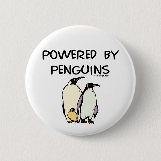 Badge Rond 5 Cm Alimenté Par Des Pingouins (Devant)