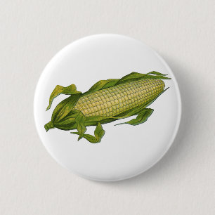 Badge Rond 5 Cm Aliments anciens, légumes sains, maïs en épi