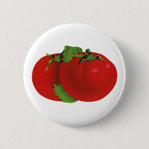 Badge Rond 5 Cm Aliments Anciens, Tomate Rouge Mûre Héritée Biolog